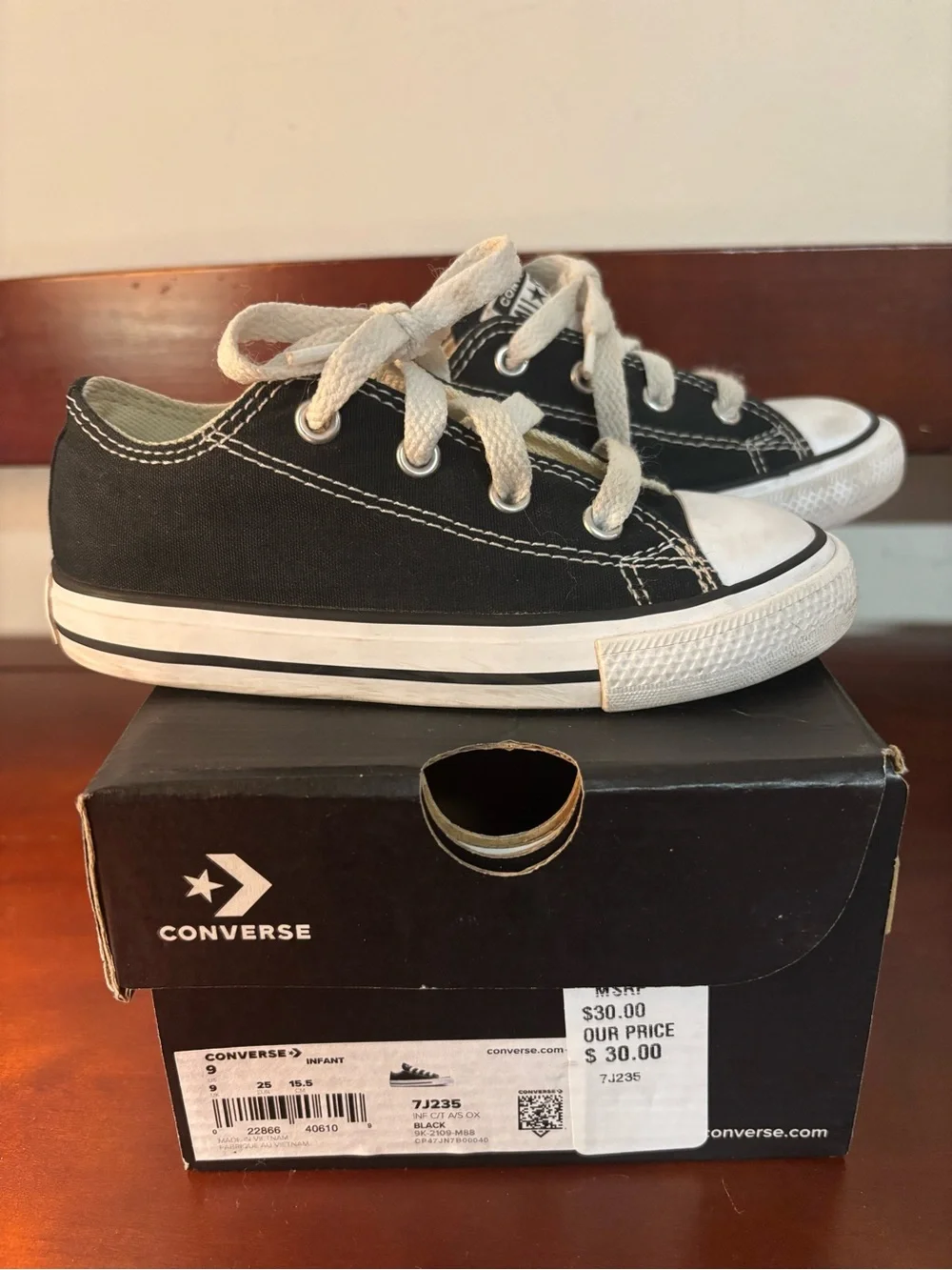 Converse Kids Black and White Low Top Canvas Sneakers